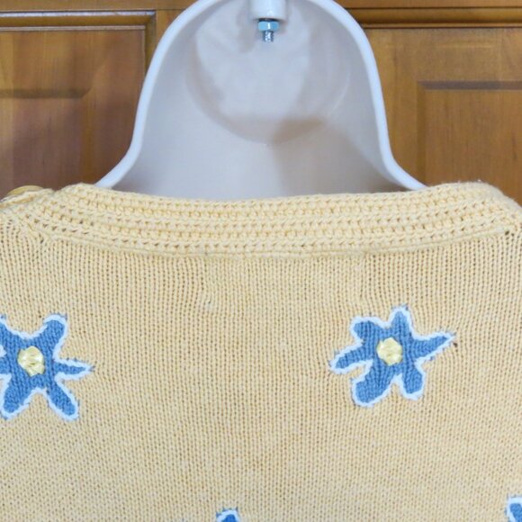 Orvis Women's Yellow Sweater Long Sleeve CottoFlowers Size Large - Picture 8 of 10